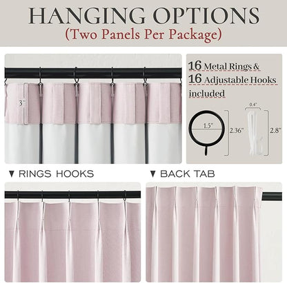 Baby Pink Linen Nursery Curtains 2 Panels Pinch Pleated 102 Inches Long - Image 4