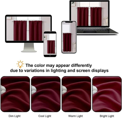 Chyhomenyc Short Burgundy Curtains 30 Inch Length, Small Kitchen Curtain Rod - Image 7