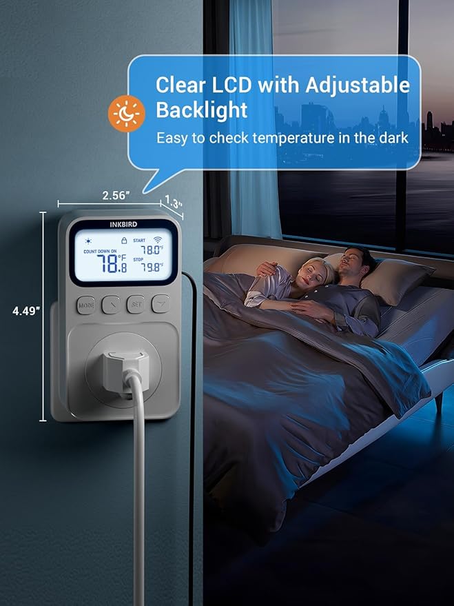 INKBIRD Plug in Thermostat WiFi 1800W 15A Heating Cooling Timer Countdown Mode - Image 6