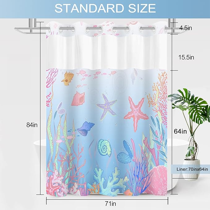 Extra Long No Hook Shower Curtain - Image 7