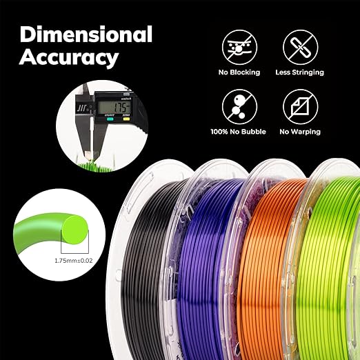 AMOLEN PLA 3D Printer Filament Silk PLA Filament 1.75mm Silk Filament Pack - Image 6