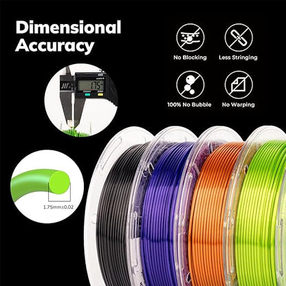 AMOLEN PLA 3D Printer Filament Silk PLA Filament 1.75mm Silk Filament Pack - Image 6