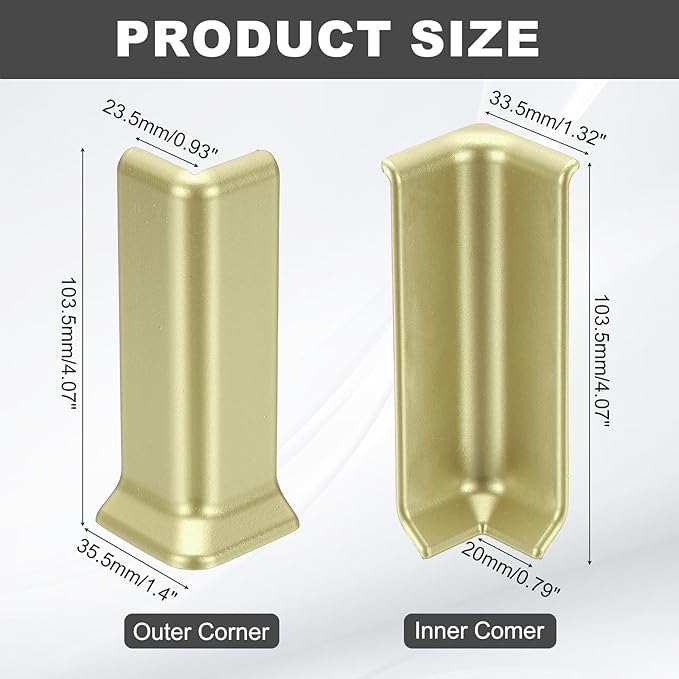 uxcell Self Adhesive Baseboard Corner Blocks, 4.07 Inch Wall Edge Corner - Image 2