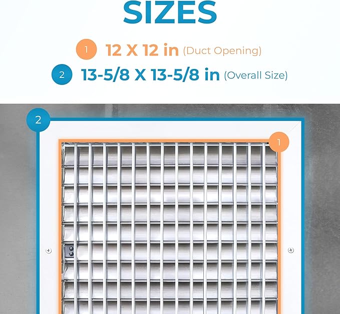 Aluminum 12 x 12 Inch Air Vent Covers Wall AC Grille – Premium Register Vent - Image 3