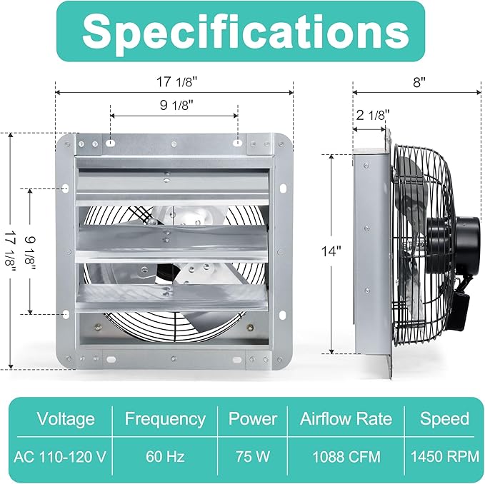 14 Inch Shutter Exhaust Fan - Image 2