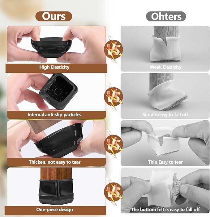 16Pcs Square Chair Leg Floor Protectors - Image 3