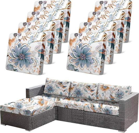 8Pcs High Elastic Digitally Printed Sofa Seat Cushion Cover, Soft & Comfortable by CALBODE