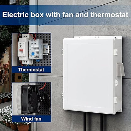 Outdoor Electrical Box with Thermostat and Fan, ABS Water Resistant Enclosure - Image 3