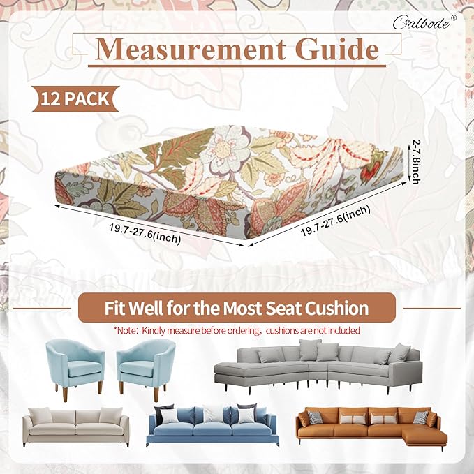 12Pcs High Elastic Digitally Printed Sofa Seat Cushion Cover, Soft & - Image 2