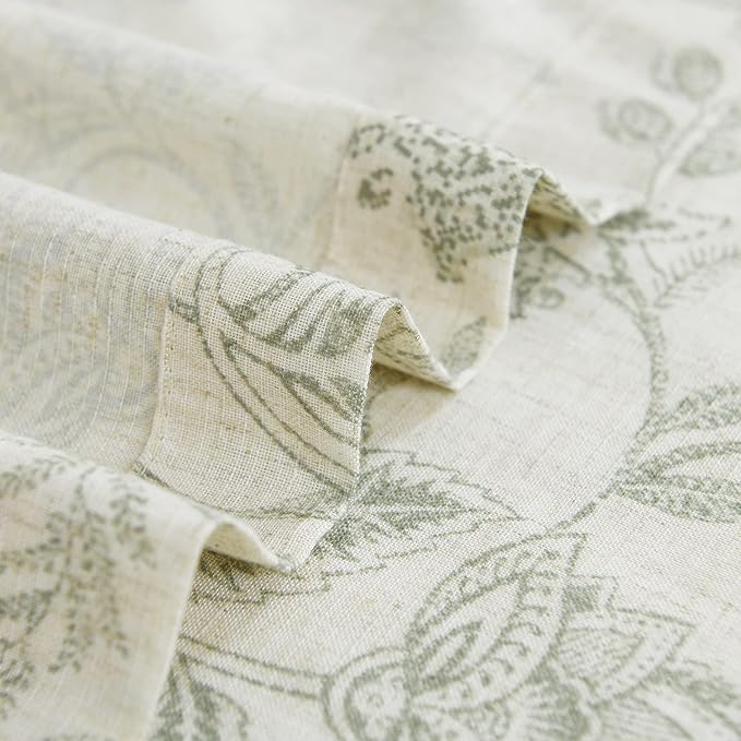Vangao Green Floral Linen Curtains - Image 7