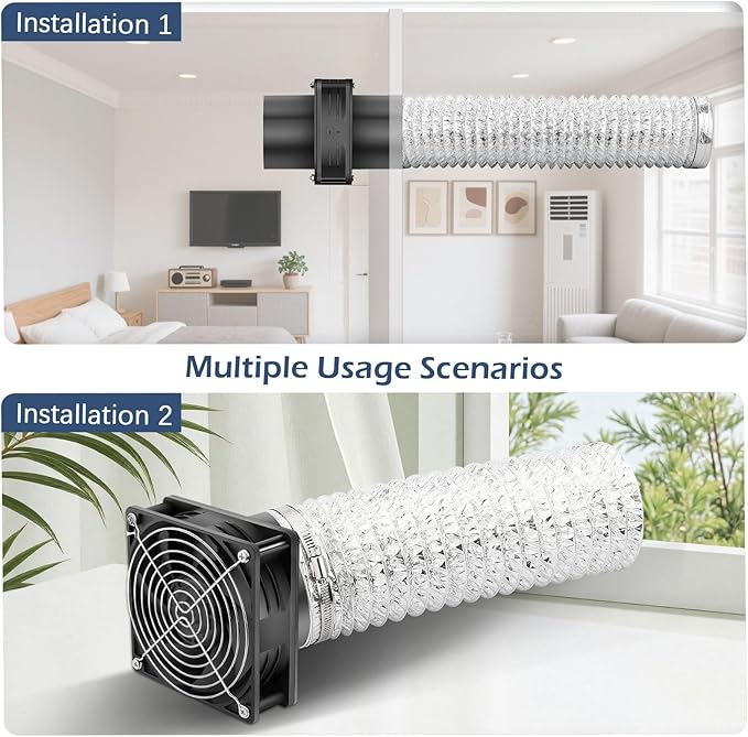 80mm x 38mm 3 Inch Air Vent Duct Booster Adjustable Speed Fan - Image 3