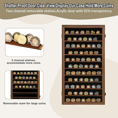Jinchuan Military Challenge Coin Display Case Lockable Cabinet Rack Shadow Box - Image 3