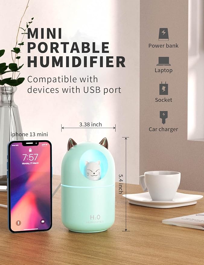 Cool Mist Humidifier, 300ml Mini Humidifiers - Image 2