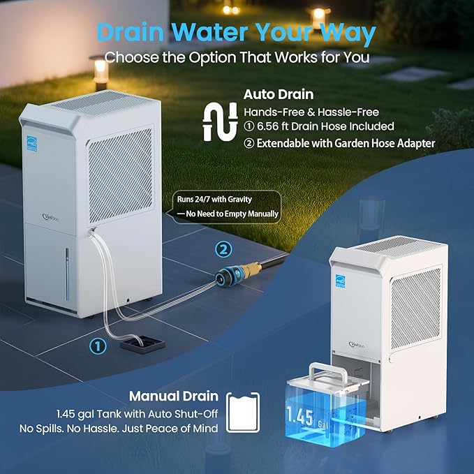 3, 500 Sq.Ft Most Efficient Energy Star 2024 Dehumidifier, Vellgoo Max 80 - Image 4