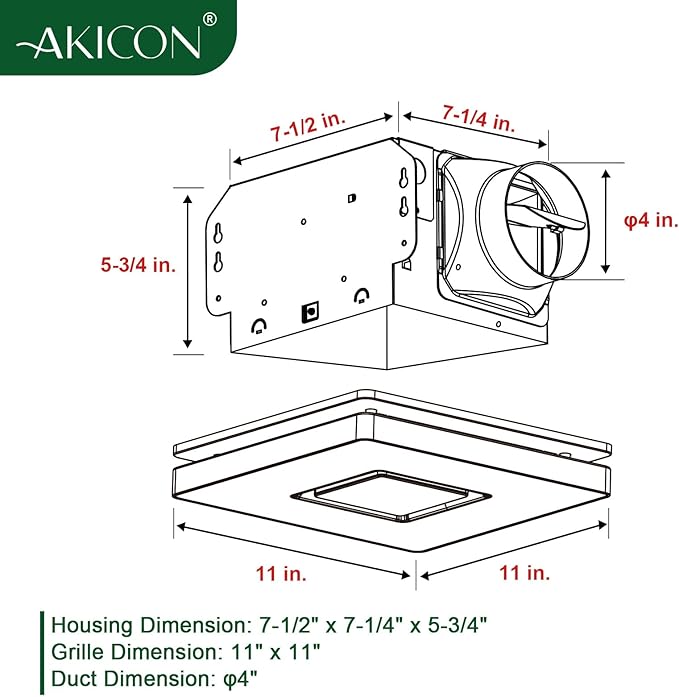 Akicon Bathroom Exhaust Fan - Image 5