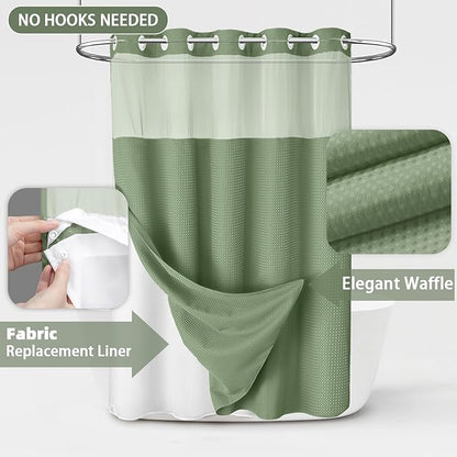 No Hook Shower Curtain and Liner Set - Image 3