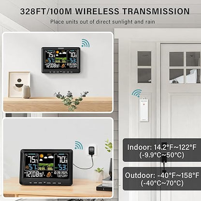 BluSon Weather Station Wireless Indoor Outdoor Thermometer, Color Display - Image 5