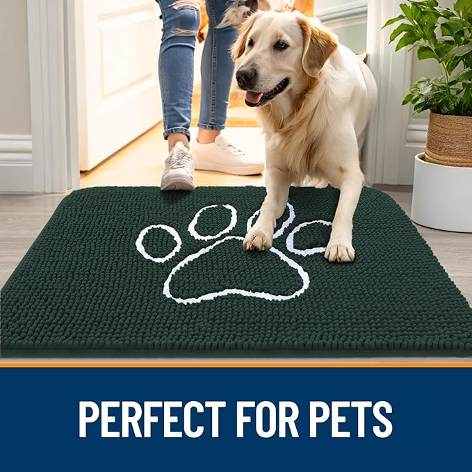 OLANLY Dog Door Mat for Muddy Paws 59x24, Paw Print Design, Absorbs Moisture - Image 6