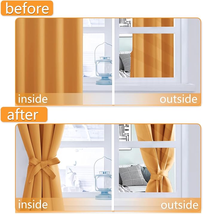 Hiasan Room Darkening Curtains for Bedroom, 70 x 84 Inches - Image 4