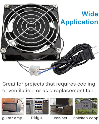 GDSTIME Axial Fan 90mm, 110V 120V AC 92mm x 92mm x 25mm Dual Ball Bearing - Image 6