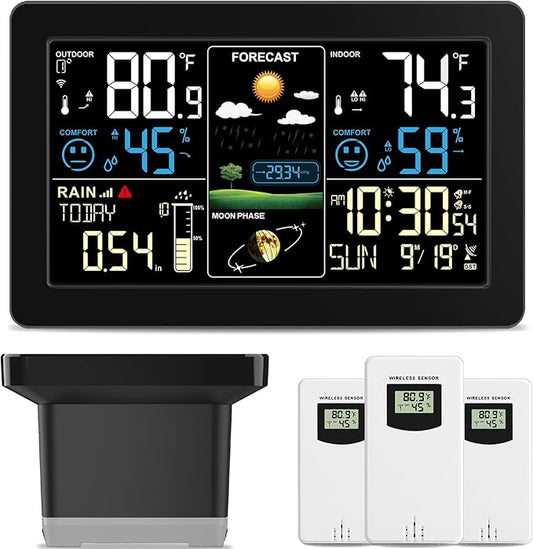 Weather Station with Rain Gauge Outdoor, Home Weather Stations Wireless Indoor by BIUWING
