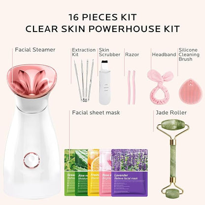 Facial Steamer Skin Care Kit: Face Steamer Home Spa Deep Cleaning Unclogs Pores - Image 5