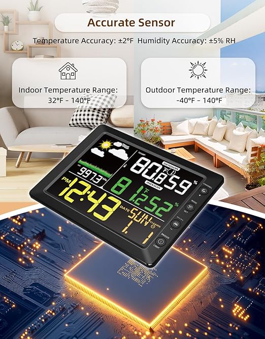 DOOMAY Indoor Outdoor Wireless Weather Station | Digital Thermometer Hygrometer - Image 8