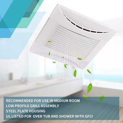 Tech Drive Super-Quiet 70 CFM, 0.3 Sone Bathroom Ventilation and Exhaust Fan - Image 4