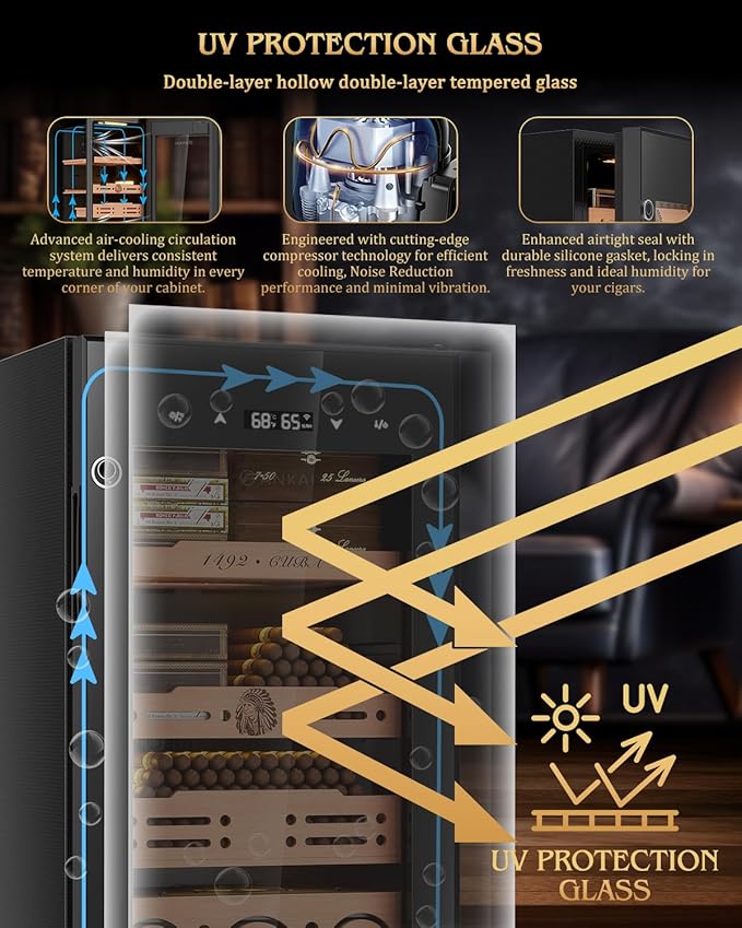 Electric Cigar Humidor, 105L Cabinet up to 900 Cigars - Image 5