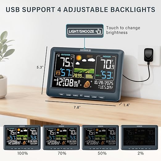 BluSon Weather Station Wireless Indoor Outdoor Thermometer, Color Display - Image 7