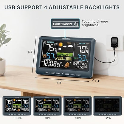 BluSon Weather Station Wireless Indoor Outdoor Thermometer, Color Display - Image 7