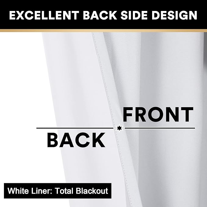 PrinceDeco Blackout Curtains 108 Inches Long 2 Panels Linen Blackout Curtains - Image 5