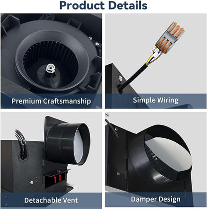 Bathroom Exhaust Fan 88CFM 1.0 Sone, Ultra-quiet Bathroom Vent Fan System - Image 3