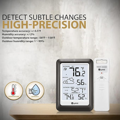 Indoor Outdoor Thermometer Wireless Weather Station, Temperature Humidity - Image 5