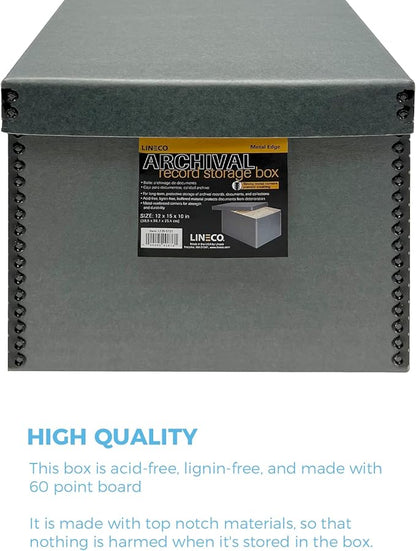 Lineco Record Storage Box 12x15x10 inch. Extra-Durable Filing Archival Cartons - Image 4