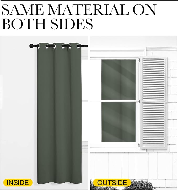 NICETOWN Dark Mallard Blackout Curtain Panel Grommet - Image 6
