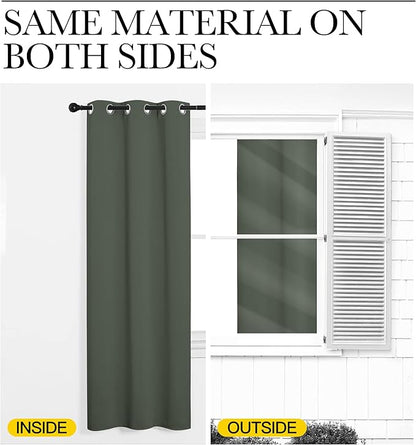 NICETOWN Dark Mallard Blackout Curtain Panel Grommet - Image 6