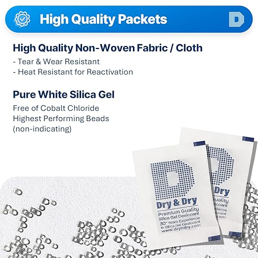 Dry & Dry 5 Gram Silica Gel Packets, Desiccants - Image 2