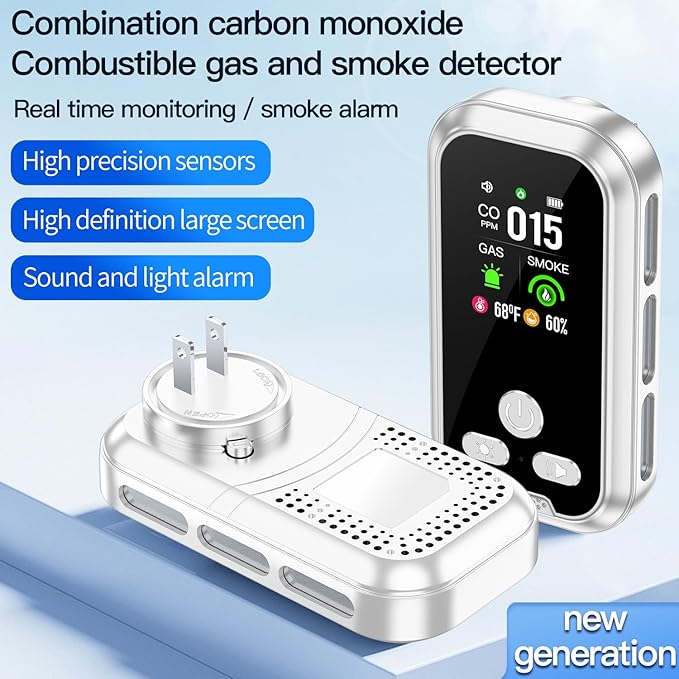 2Pack 5IN1 Plug in Smoke & Carbon Monoxide Detector & Combustible Natural Gas - Image 3