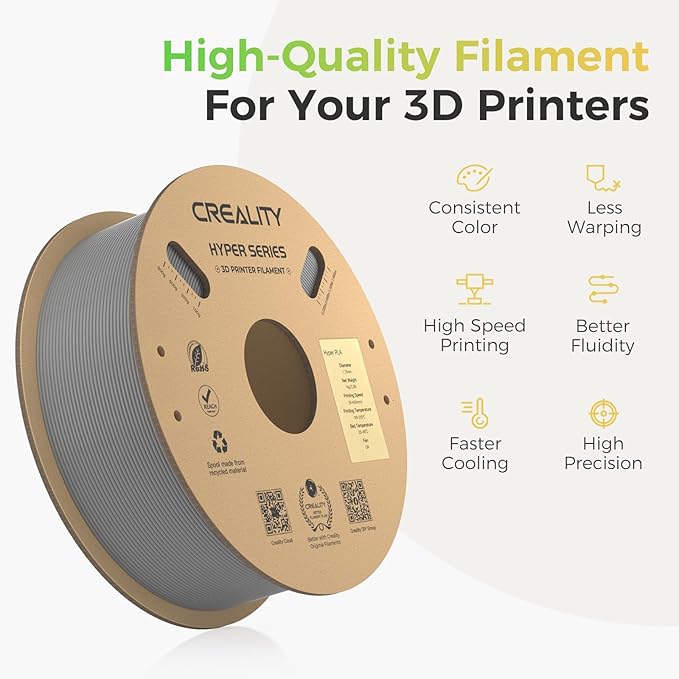 Creality Hyper PLA Filament Bundle Gray 2KG, No-Tangling Stronger Toughness Fit - Image 3