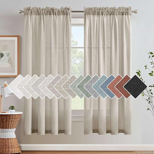 H.VERSAILTEX Linen Curtains Elegant Natural Linen Semi Sheer Curtains Energy by HVERSAILTEX