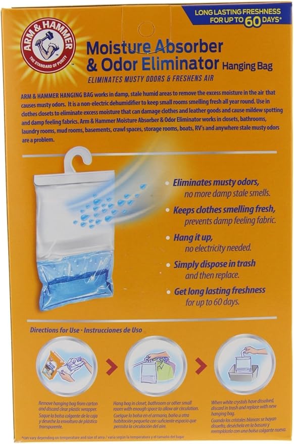 Arm & Hammer Moisture Absorber & Odor Eliminator 16oz Hanging Bag, 3 Pack – - Image 3