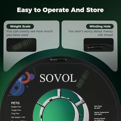 Sovol 3D Printer PETG Filament 1.75mm 1KG, High Precision, Strong Toughness - Image 7