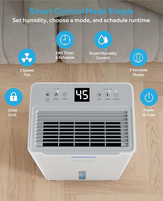 21 Pints Dehumidifier for Basement, 1500 Sq. Ft Dehumidifiers for Home - Image 5