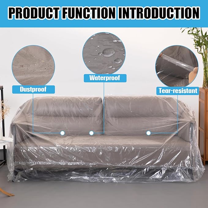 Plastic Couch Sofa Cover, Couch Cover, Waterproof Furniture Covers Protector - Image 3