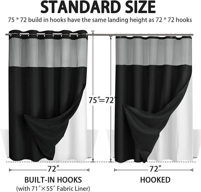 No Hook Shower Curtain and Liner Set - Image 6