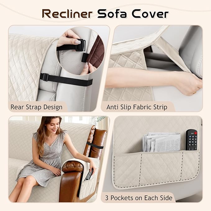 Arfntevss Waterproof Recliner Sectional Couch Covers - Image 4