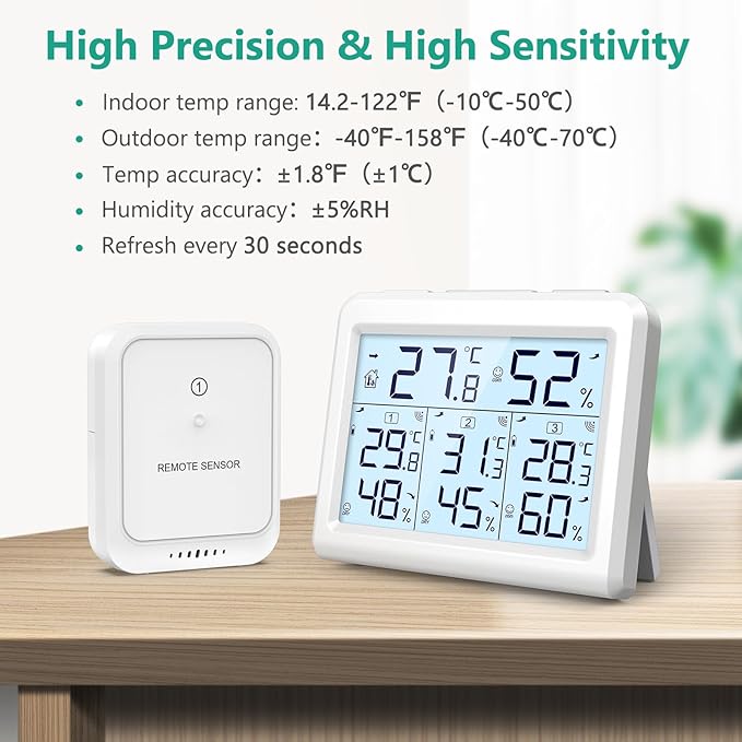 ORIA Indoor Outdoor Thermometer, Digital Hygrometer Thermometer, Wireless - Image 4