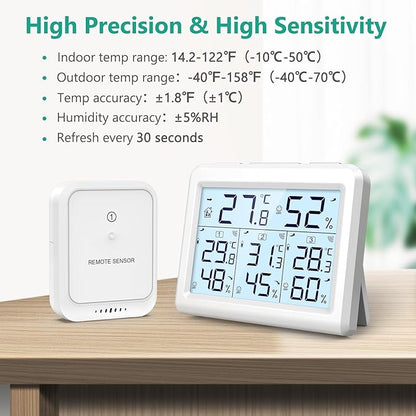 ORIA Indoor Outdoor Thermometer, Digital Hygrometer Thermometer, Wireless - Image 4