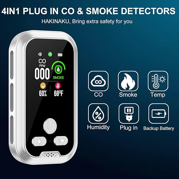 4in1 Plug in Smoke & Carbon Monoxide Detector Combination Builti-in 2000mAh - Image 2